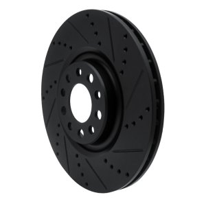 Alfa Romeo Stelvio Brake Rotor (1) - Front Right - R1 Concepts - Drilled & Slotted - Black - `17-`25